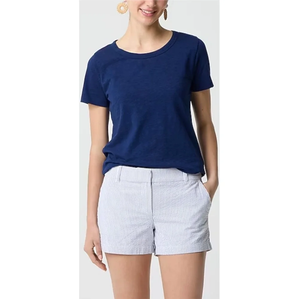 J.‎ Crew 3 1/2 Inch Seersucker Stripe Shorts Size 10 Blue White NWT $ 60